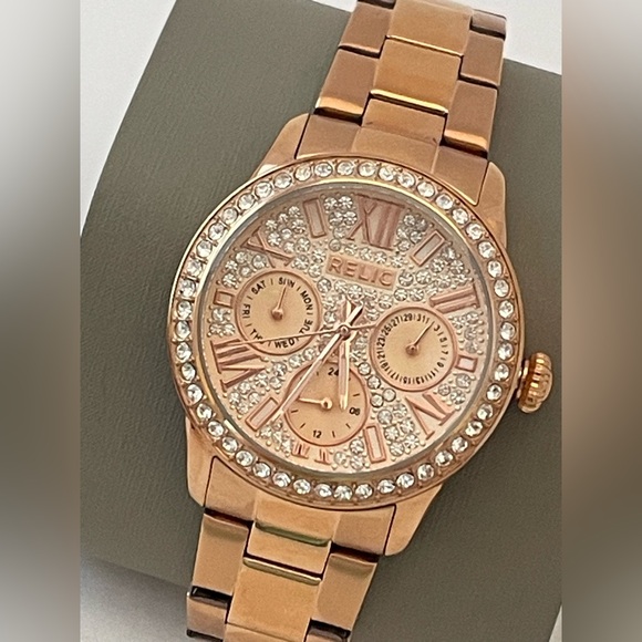 Relic Rose Gold Watch Rhinestone Face - Picture 3 of 11